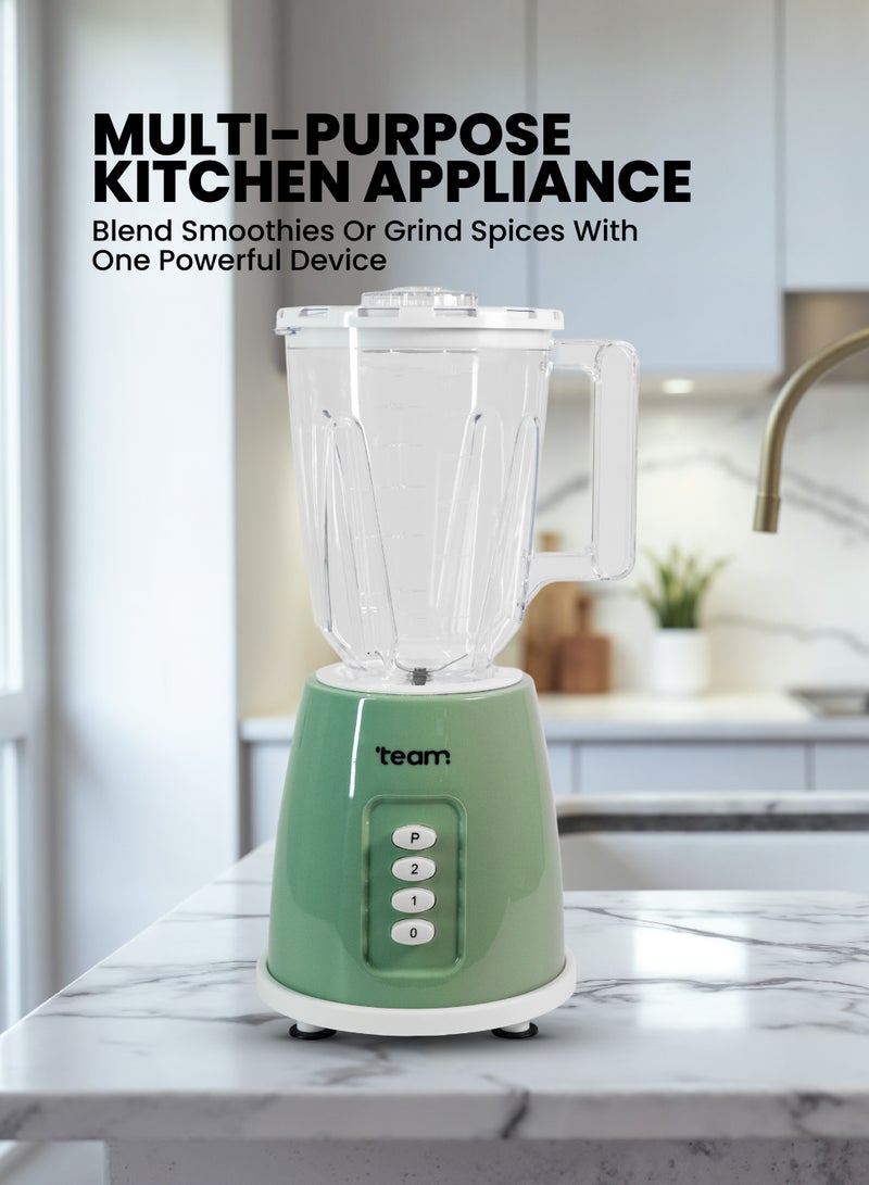 تيم Team 1.5L Blender with Plastic Jar, 2-Speed + Pulse Function, Stainless Steel Blade, 300W Powerful Motor, Easy-to-Clean, Durable Kitchen Appliance - Image 2